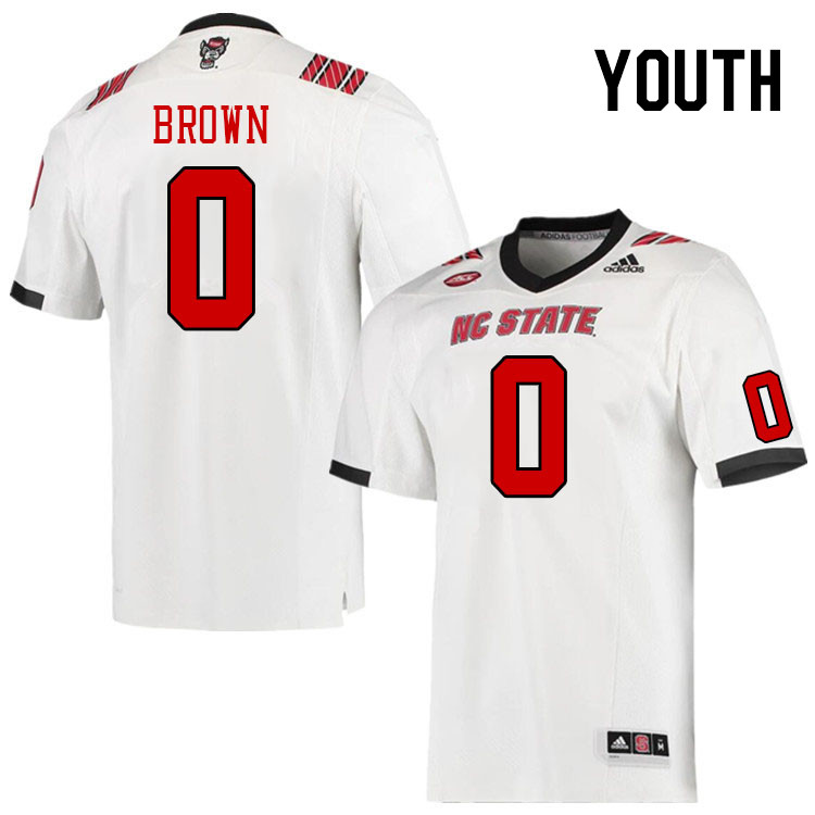 Youth #0 Sean Brown NC State Wolfpack College Football Jerseys Stitched Sale-White - Click Image to Close